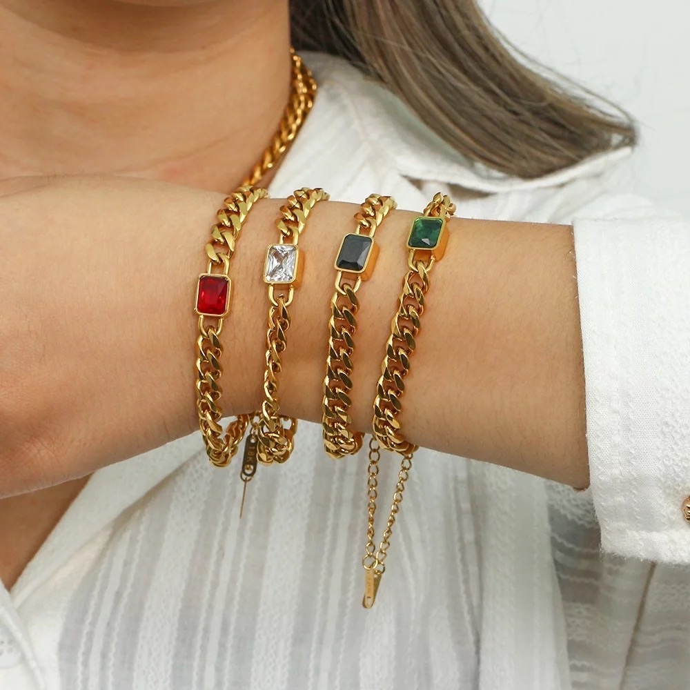 Color Stone Bracelet-18k gold plated